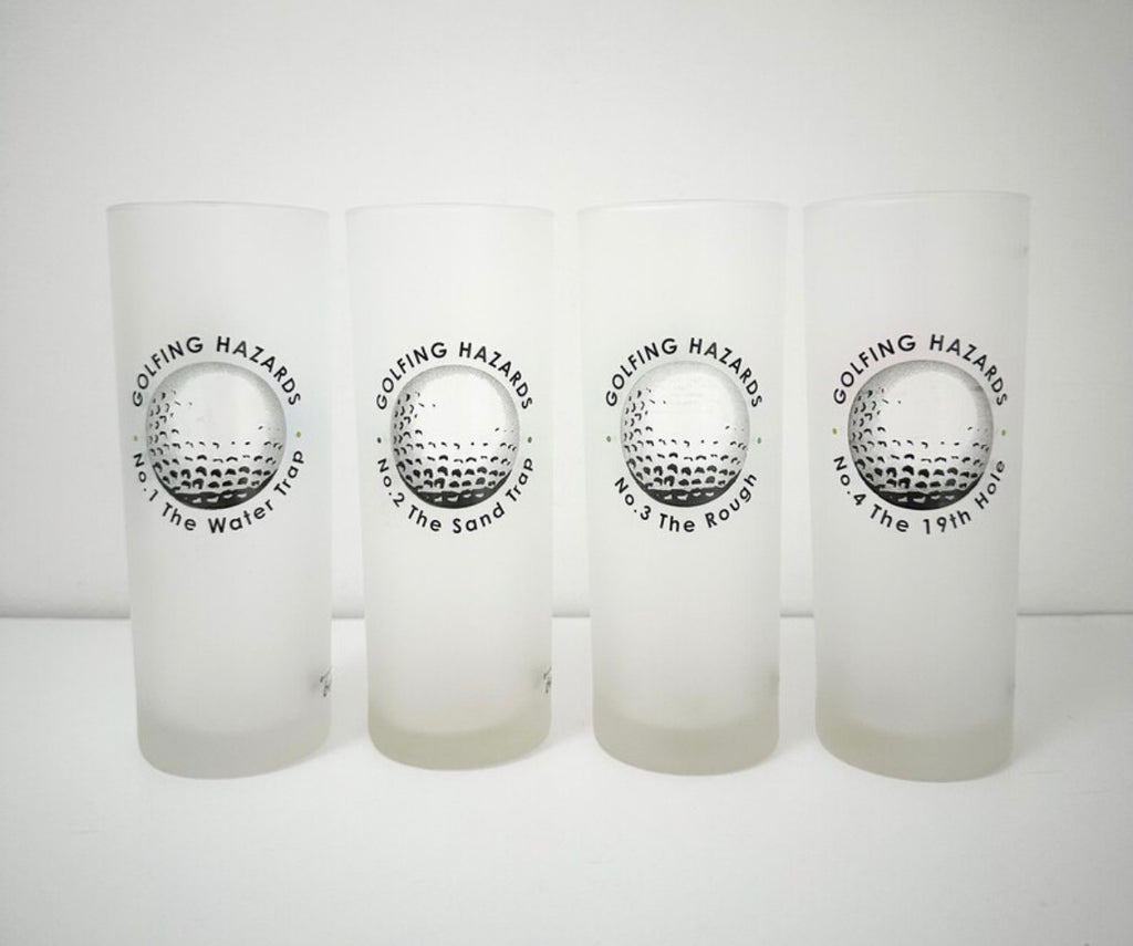 Set of 4 Vintage Golfing Hazards Glassware
