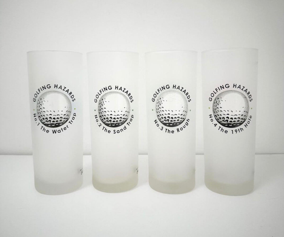 Set of 4 Vintage Golfing Hazards Glassware