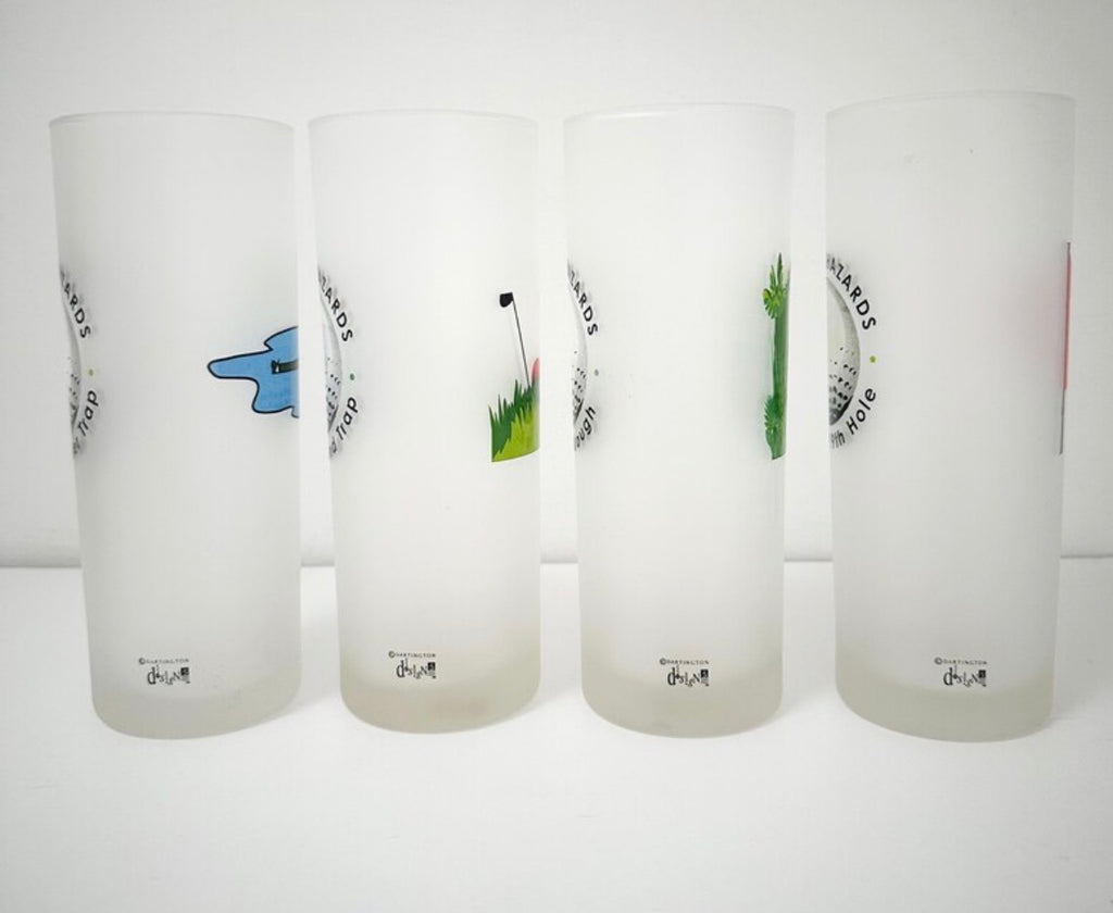 Set of 4 Vintage Golfing Hazards Glassware