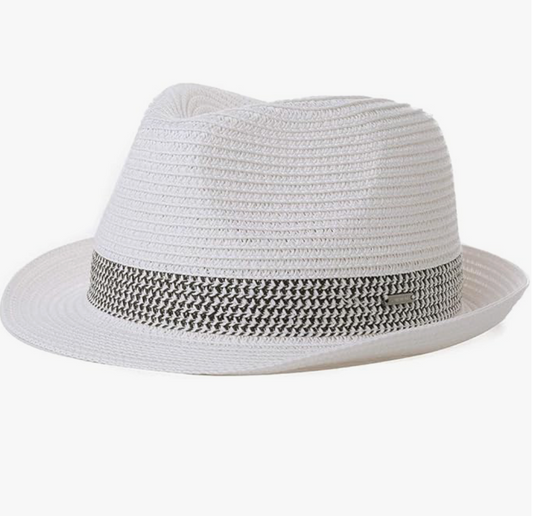 White Straw Fedora (XL)