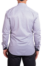 White & Black Swiss Dot Einstein Stretch Button-Up