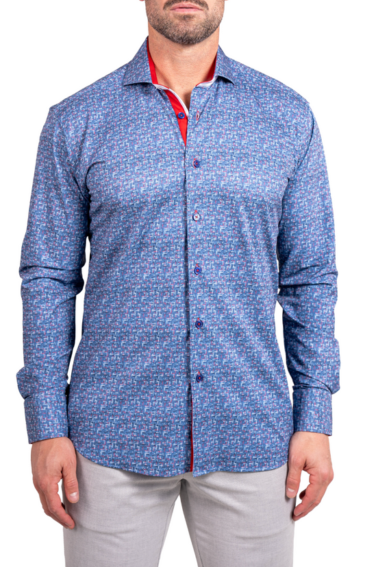 Geo Dash Einstein Stretch Button-Up