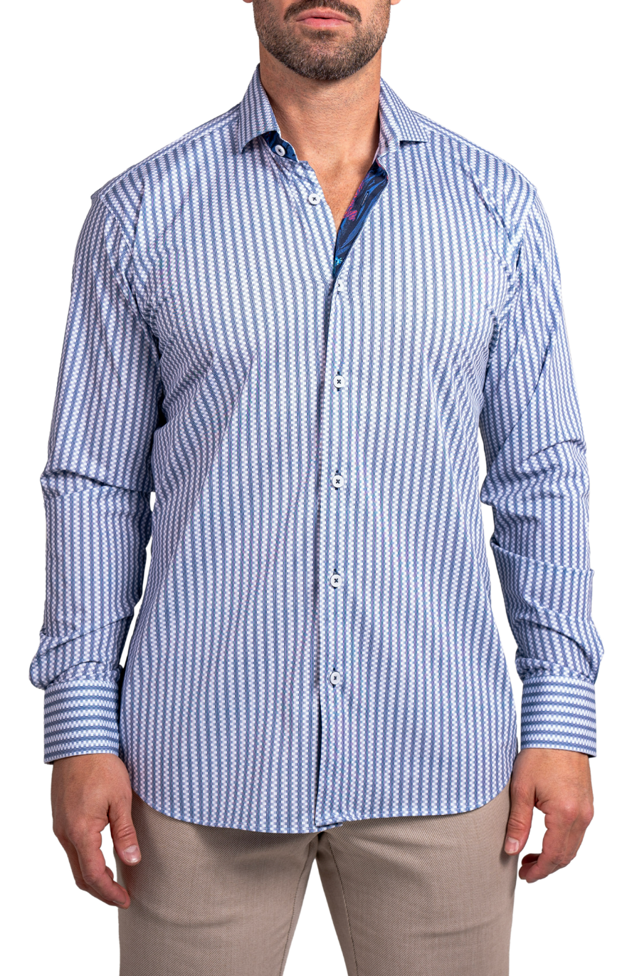 Striped Einstein Stretch Button-Up