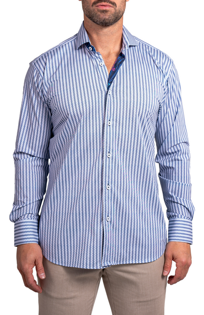 Striped Einstein Stretch Button-Up