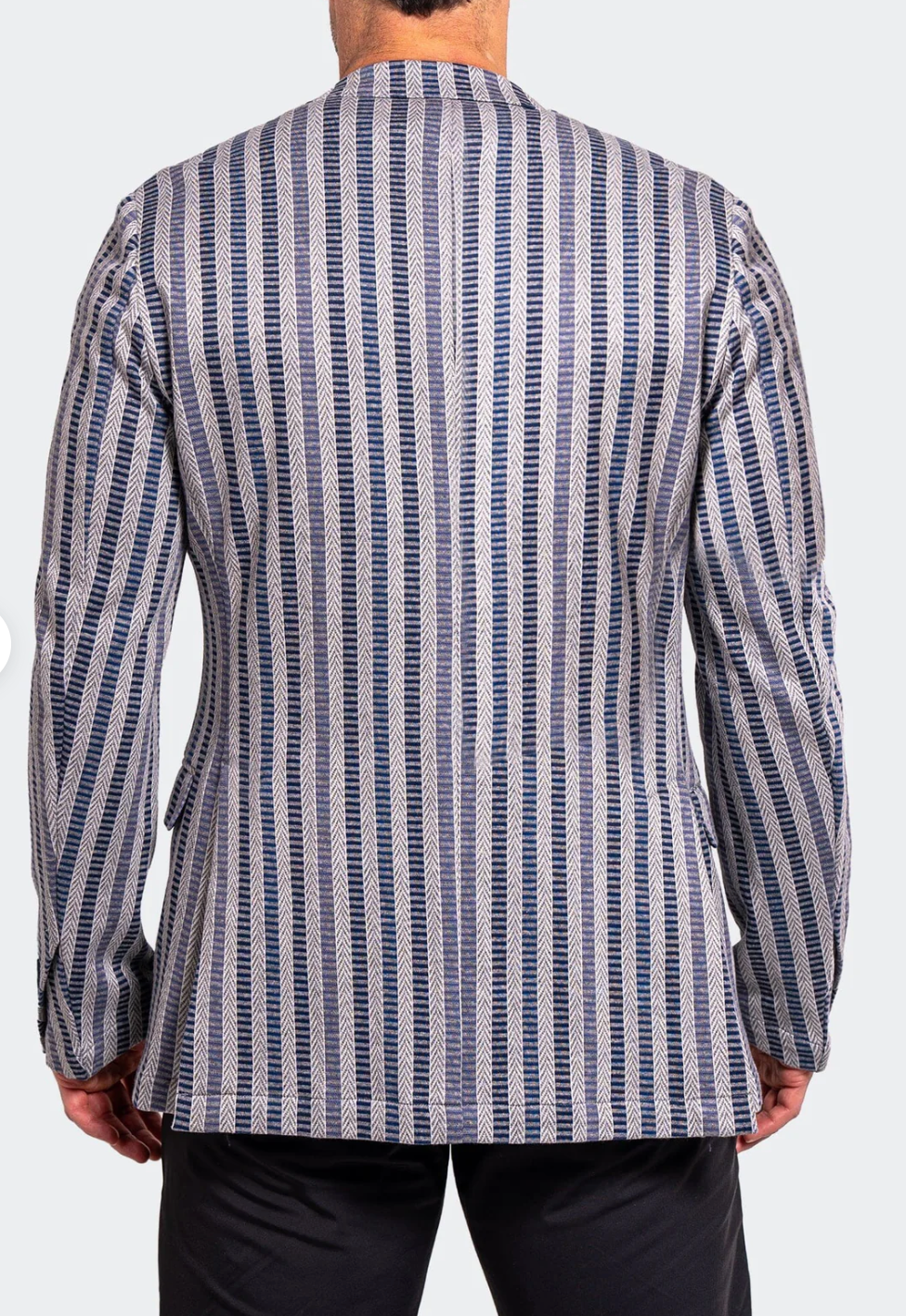 Grey and Blue Stripe Blazer Sport Coat