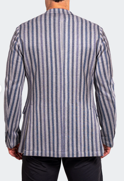 Grey and Blue Stripe Blazer Sport Coat