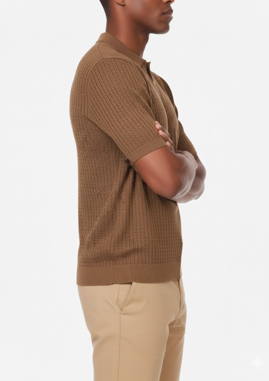 Textured Brown Polo Summer Sweater