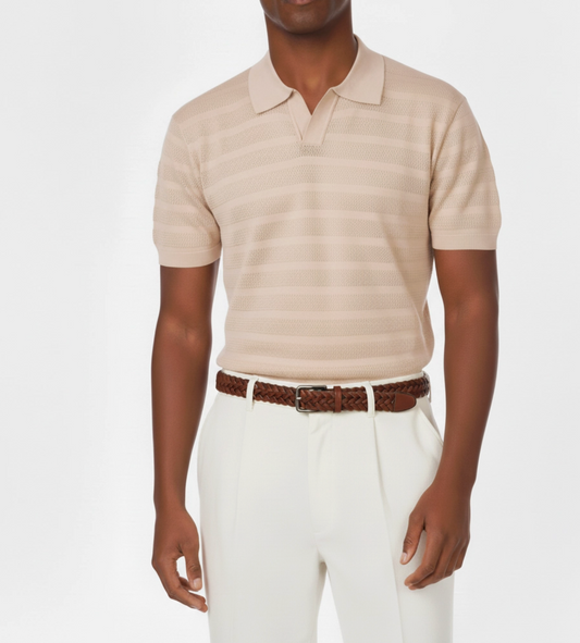 Sand Knit Polo Summer Sweater