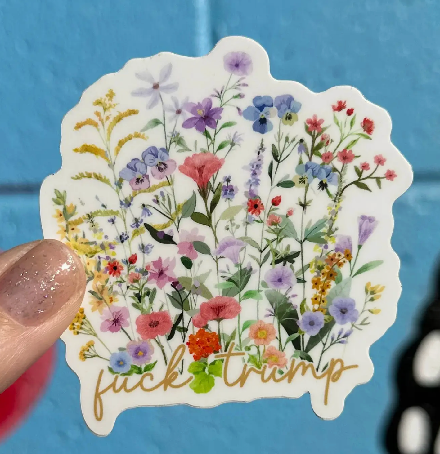 "F*ck Trump" Floral Sticker