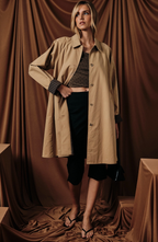 Button Down Trench Coat with Interior Stripe