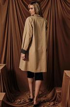 Button Down Trench Coat with Interior Stripe