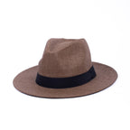 Men's S/S Flat Brim Black Banded Fashion Fedora hat-FSS17137