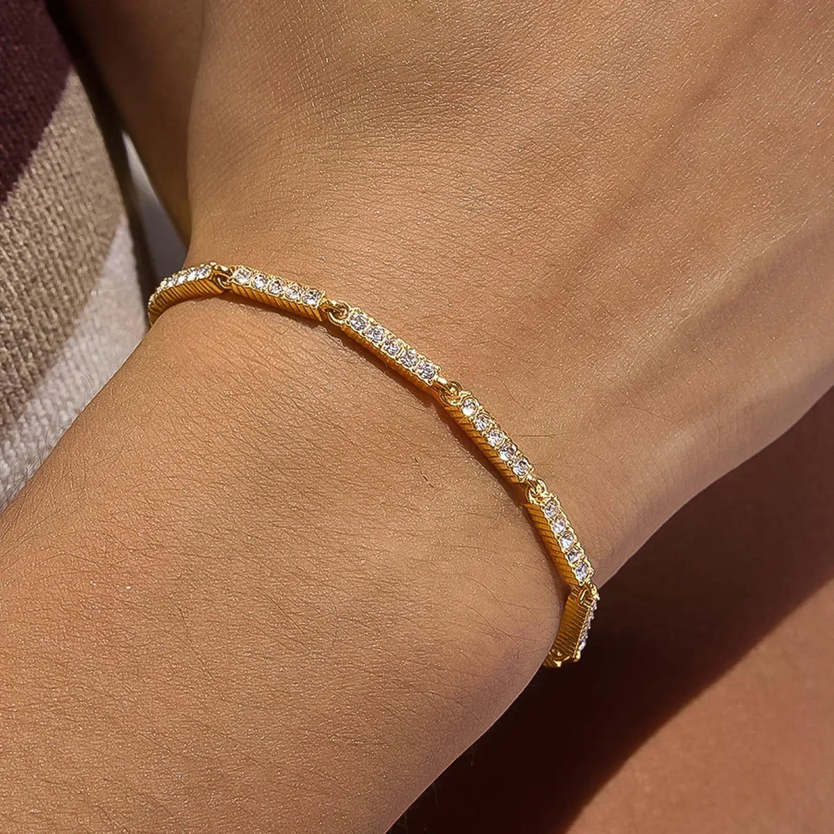 Tamsin 18K Gold Non-Tarnish Cz Tennis Chain Bracelet