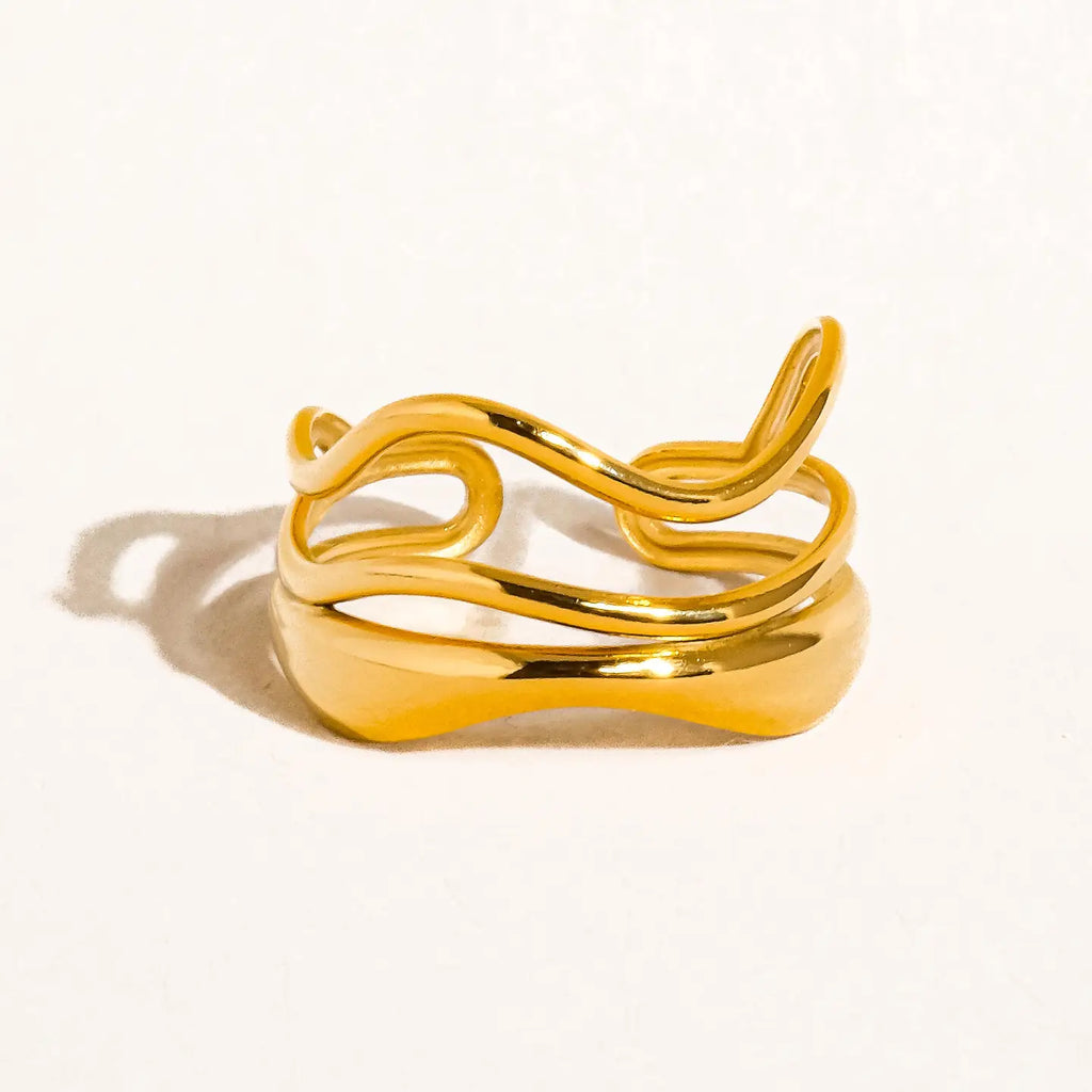 Ozzy 18K Gold Non-Tarnish Abstract Ring