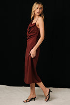 Polka Dot Asymmetrical Cowl Neck Dress