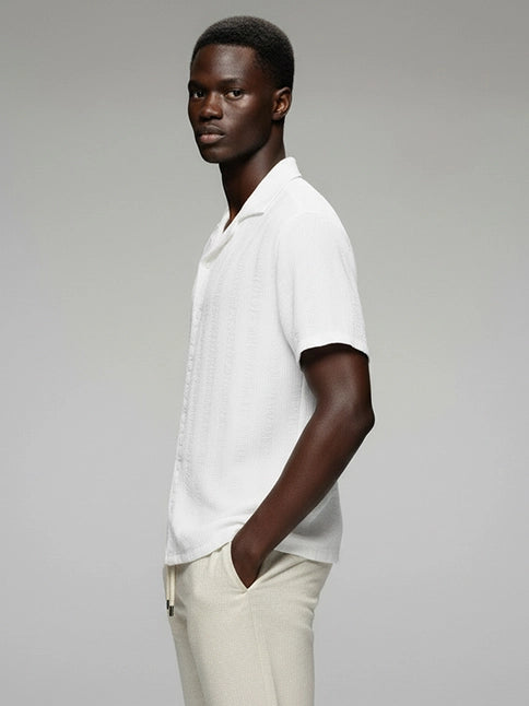 Crinkle White Short Sleeve Shirt