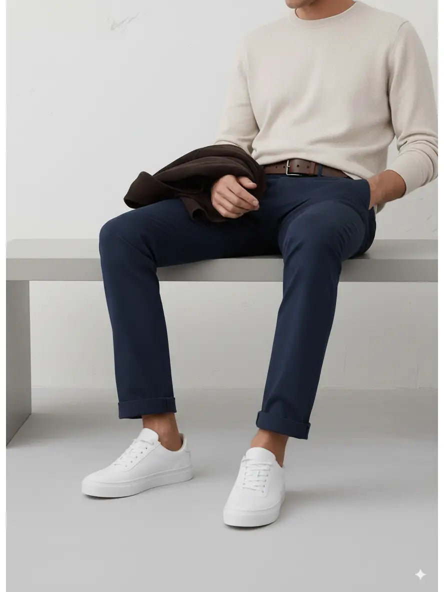 Navy Chino Stretch Twill Pants