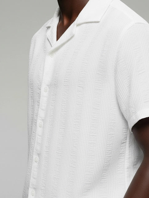 Crinkle White Short Sleeve Shirt