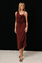 Polka Dot Asymmetrical Cowl Neck Dress