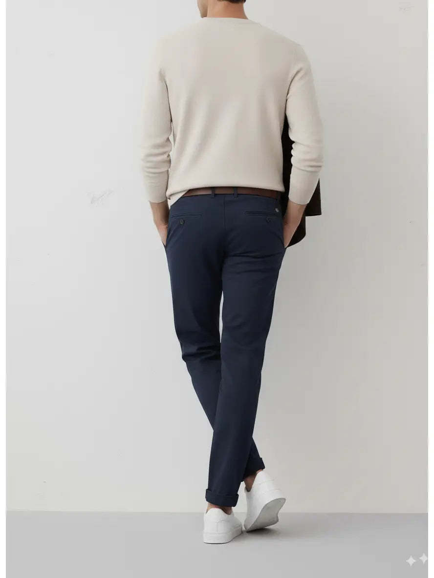 Navy Chino Stretch Twill Pants