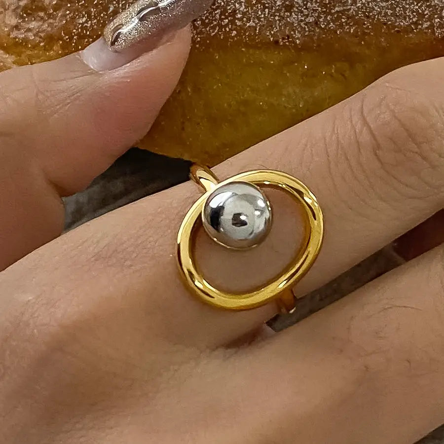 Sibylle 18K Gold Non-Tarnish Two Tone Round Ring