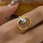 Sibylle 18K Gold Non-Tarnish Two Tone Round Ring