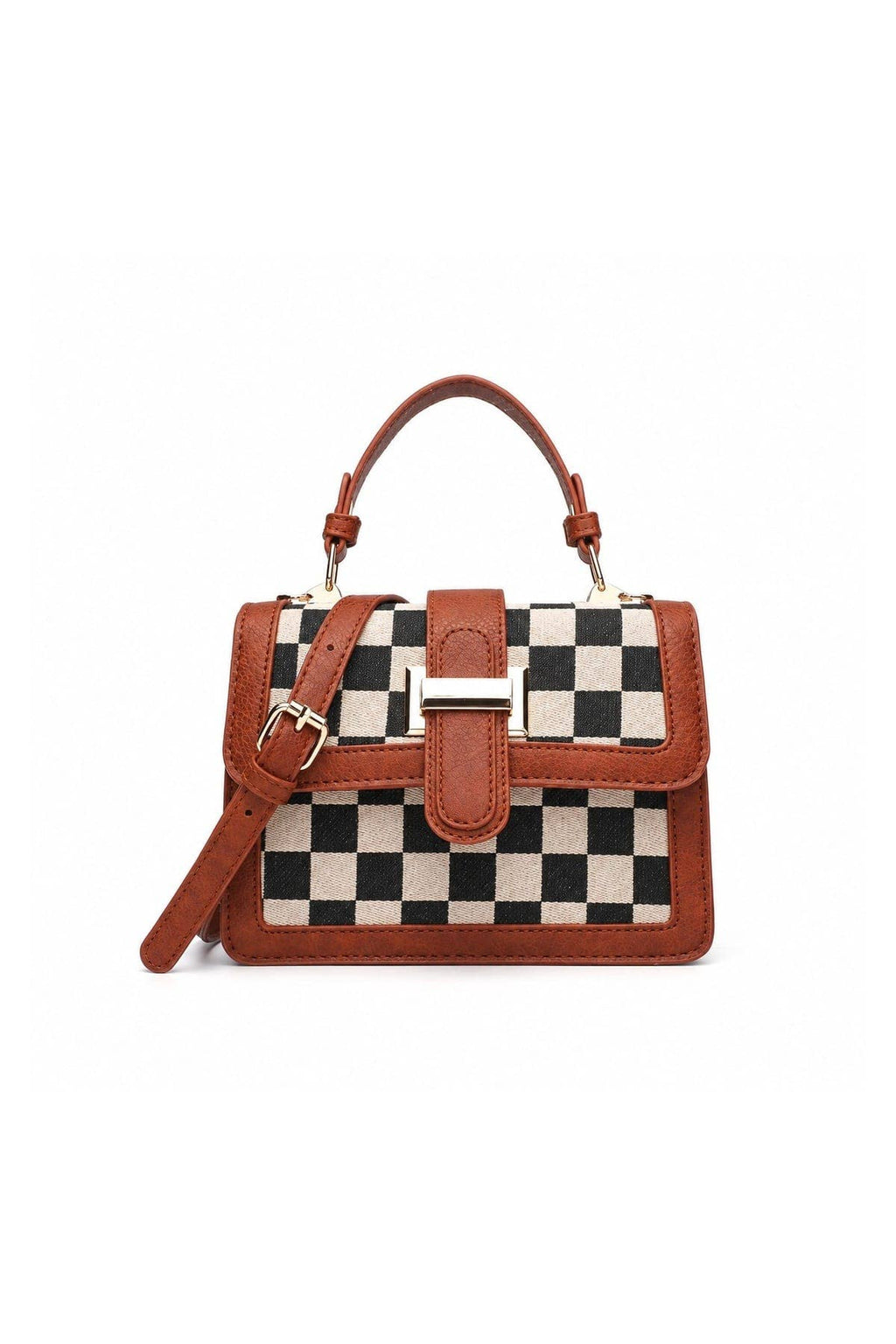 Nora Checkered Top Handle Bag