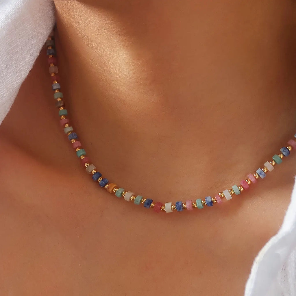 Lyric 18K Gold Non-Tarnish Faceted Bead Boho Necklace