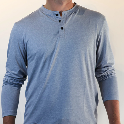 Long Sleeve Henley  (Ice Blue)