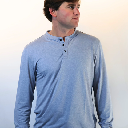 Long Sleeve Henley  (Ice Blue)